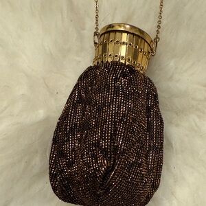 Art Nouveau Gate Top Metallic Thread Beggars Bag